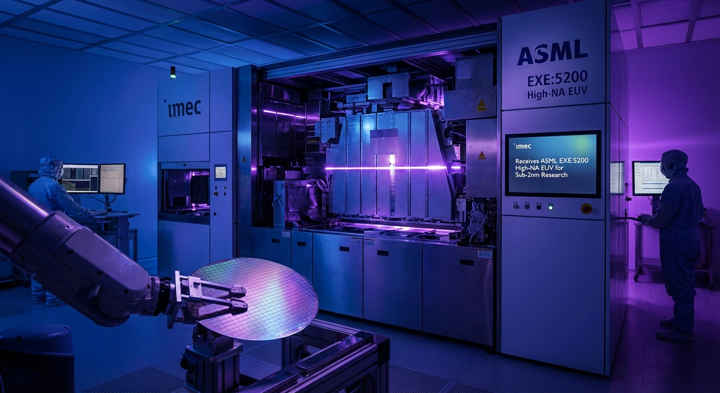 ASML EXE:5200 High-NA EUV lithography tool installed at imec research facility in Leuven Belgium for sub-2nm semiconductor development