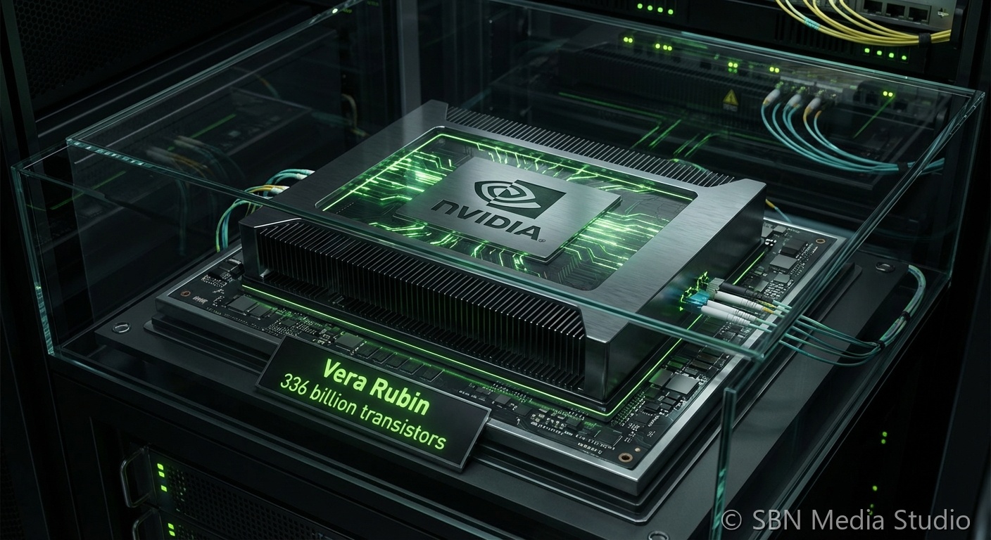 AI chip visualization representing NVIDIA Vera Rubin GPU platform